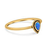 Thumb Ring Teardrop Pear Shape Ring Band Lab Created Opal 925 Sterling Silver (7mm)