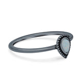 Thumb Ring Teardrop Pear Shape Ring Band Lab Created Opal 925 Sterling Silver (7mm)