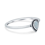 Thumb Ring Teardrop Pear Shape Ring Band Lab Created Opal 925 Sterling Silver (7mm)