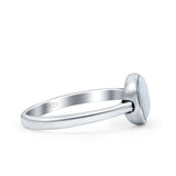 Petite Dainty Oval Promise Ring Band Rhodium Plated 925 Sterling Silver (8mm)