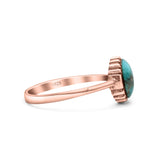 Petite Dainty Oxidized Thumb Ring Round Lab Opal Ring Solid 925 Sterling Silver