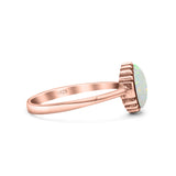Petite Dainty Oxidized Thumb Ring Round Lab Opal Ring Solid 925 Sterling Silver