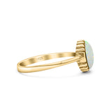 Petite Dainty Oxidized Thumb Ring Round Lab Opal Ring Solid 925 Sterling Silver