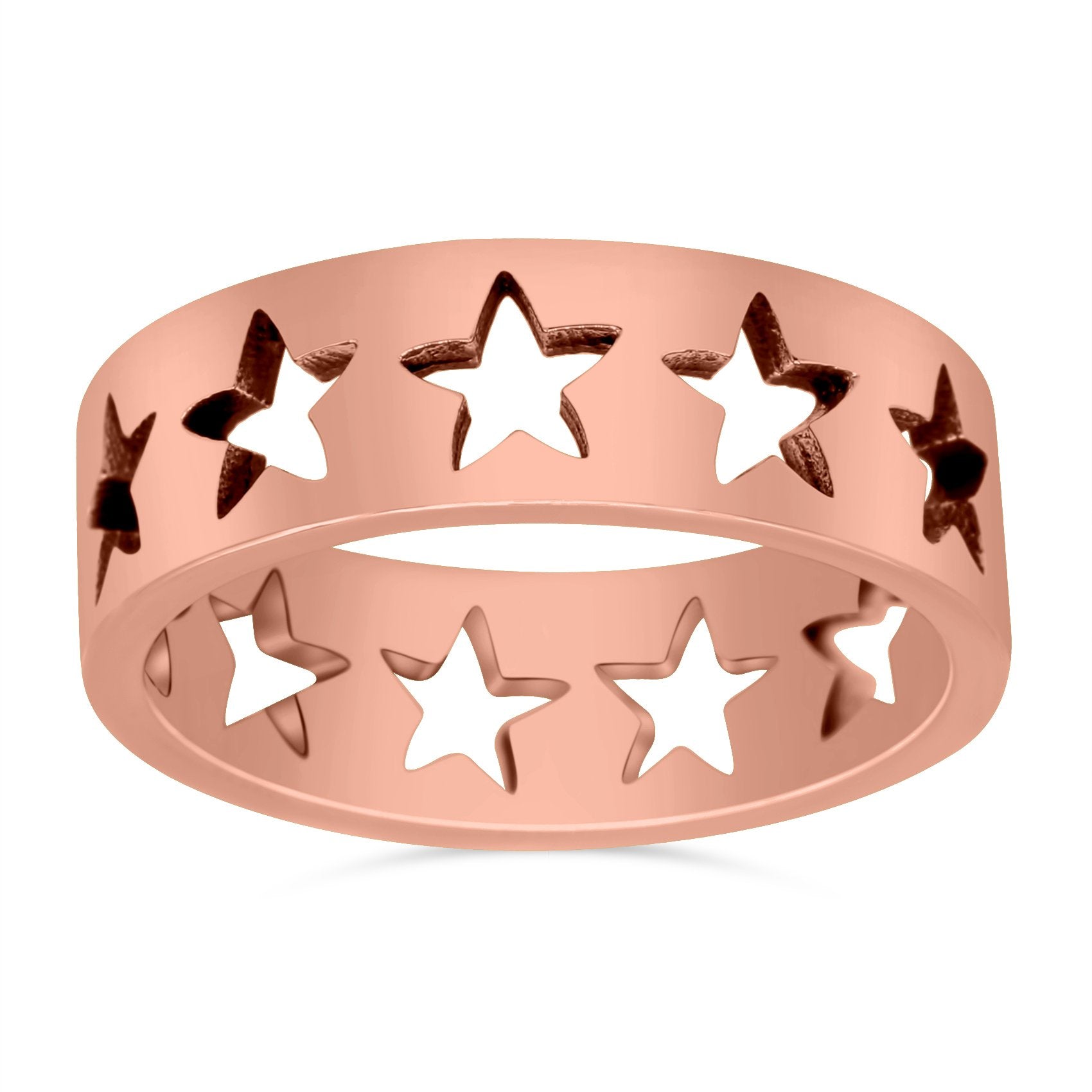 Star Oxidized Band Solid 925 Sterling Silver (6mm)