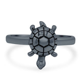 Turtle Oxidized Band Solid 925 Sterling Silver (14mm)