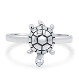 Turtle Oxidized Band Solid 925 Sterling Silver (14mm)