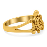 Turtle Oxidized Band Solid 925 Sterling Silver (12mm)
