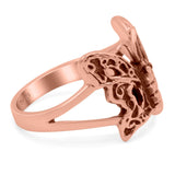 Butterfly Oxidized Band Solid 925 Sterling Silver (13mm)