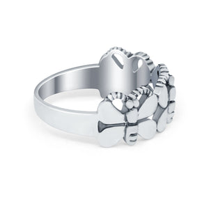 Sterling Silver Butterfly Band Butterfly Statement Ring Round 925 Sterling Silver