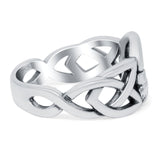 Celtic Claddagh Band Oxidized Ring Solid 925 Sterling Silver Thumb Ring (10mm)