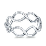 Infinity Braided Rhodium Plated Band Solid 925 Sterling Silver (5mm)