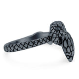 Snake Ring Oxidized Band Solid 925 Sterling Silver Thumb Ring (9mm)