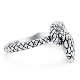 Snake Ring Oxidized Band Solid 925 Sterling Silver Thumb Ring (9mm)