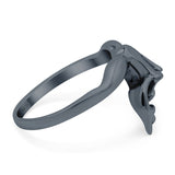 Frog Ring Oxidized Band Solid 925 Sterling Silver Thumb Ring (13mm)