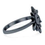 Smiling Sun Ring Oxidized Band Solid 925 Sterling Silver Thumb Ring (13mm)