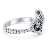 Snake Ring Oxidized Band Solid 925 Sterling Silver Thumb Ring (13mm)