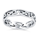 Celtic Ring Oxidized Band Solid 925 Sterling Silver Thumb Ring (5mm)