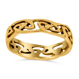 Celtic Ring Oxidized Band Solid 925 Sterling Silver Thumb Ring (5mm)