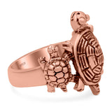 Turtles Oxidized Band Solid 925 Sterling Silver (19mm)