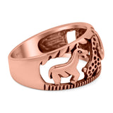 Animals Ring Oxidized Band Solid 925 Sterling Silver Thumb Ring (10mm)