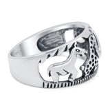 Animals Ring Oxidized Band Solid 925 Sterling Silver Thumb Ring (10mm)