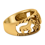 Animals Ring Oxidized Band Solid 925 Sterling Silver Thumb Ring (10mm)