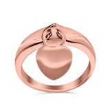 Heart Promise Charm Plain Ring Oxidized Band Solid 925 Sterling Silver