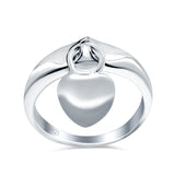 Heart Promise Charm Plain Ring Oxidized Band Solid 925 Sterling Silver