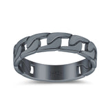 Chain Links Band Rhodium Plated Ring Solid 925 Sterling Silver (5mm)