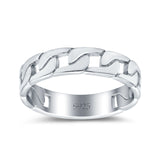 Chain Links Band Rhodium Plated Ring Solid 925 Sterling Silver (5mm)