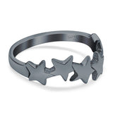 Stars Sideways Plain Ring Oxidized Band Solid 925 Sterling Silver