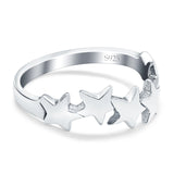 Stars Sideways Plain Ring Oxidized Band Solid 925 Sterling Silver