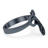Snake Ring Oxidized Band Solid 925 Sterling Silver Thumb Ring (14mm)