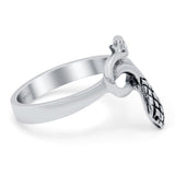 Snake Ring Oxidized Band Solid 925 Sterling Silver Thumb Ring (14mm)