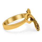 Snake Ring Oxidized Band Solid 925 Sterling Silver Thumb Ring (14mm)