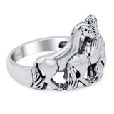 Horse Ring Oxidized Band Solid 925 Sterling Silver Thumb Ring (14mm)