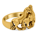 Horse Ring Oxidized Band Solid 925 Sterling Silver Thumb Ring (14mm)