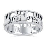 Elephant Ring Oxidized Band Solid 925 Sterling Silver Thumb Ring (7mm)