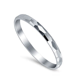 Hammered DC Style Wedding Band 925 Sterling Silver (2mm)