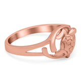 Turtle Ring Oxidized Band Solid 925 Sterling Silver Thumb Ring (10mm)