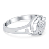 Turtle Ring Oxidized Band Solid 925 Sterling Silver Thumb Ring (10mm)
