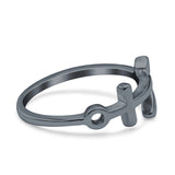 Anchor Band Rhodium Plated Ring Solid 925 Sterling Silver Thumb Ring (10mm)