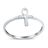 Ankh Band Rhodium Plated Ring Solid 925 Sterling Silver
