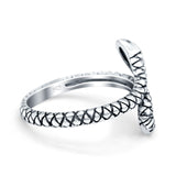 Snake Ring Oxidized Band Solid 925 Sterling Silver (17mm)