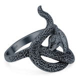 Snake Ring Oxidized Band Solid 925 Sterling Silver (22mm)