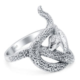 Snake Ring Oxidized Band Solid 925 Sterling Silver (22mm)