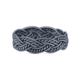 Rope Braided Ring Oxidized Band Solid 925 Sterling Silver Thumb Ring (6mm)