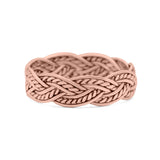 Rope Braided Ring Oxidized Band Solid 925 Sterling Silver Thumb Ring (6mm)