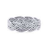 Rope Braided Ring Oxidized Band Solid 925 Sterling Silver Thumb Ring (6mm)