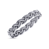 Rope Braided Ring Oxidized Band Solid 925 Sterling Silver Thumb Ring (3mm)